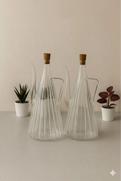 morponi Borosilicate Glass 2-Piece Glazzy Striped Design Oil and Sauce Bowl 7...