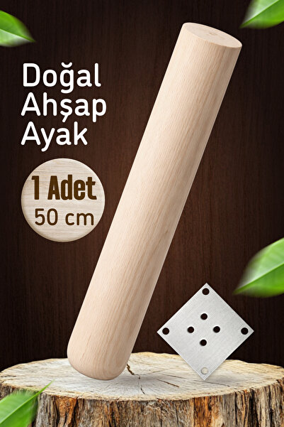 Badem10 Bohem 50cm (1 Adet) Doğal Ahşap Boyasız Silindir Sehpa Ayağı - (1 Ade...