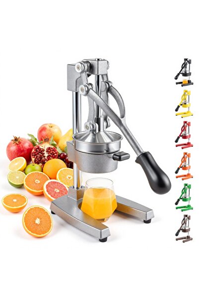 unbranded Manual Fruit Press Juicer, Cast Iron and Stainless Steel, Silver