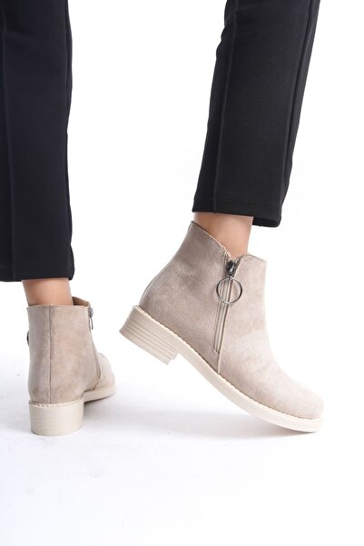 pabucmarketi Ten Suede Zippered Women's Heeled Boots