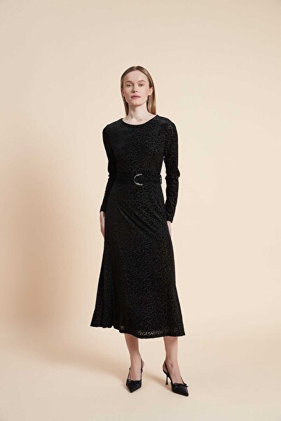 Yola Long-sleeve patterned midi dress