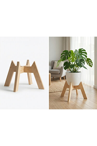 UĞRAŞ Dekoratif Ahşap Saksılık - Modern Dekoratif Bitki Saksı Altlığı 19 CM Ç...