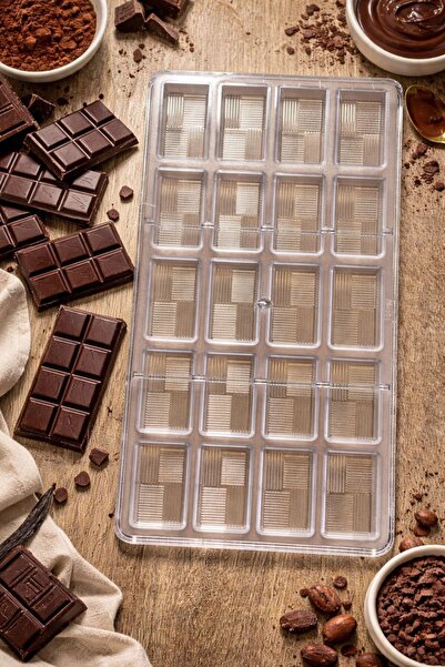 morponi قالب شوكولاتة من البولي كربونات مستطيل الشكل موديل 20 قطعة 1 قطعة