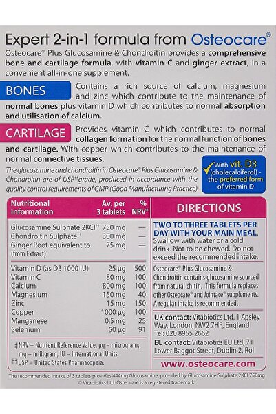 Vitabiotics Osteocare Plus Glucosamine & Chondroitin 60 Tablets