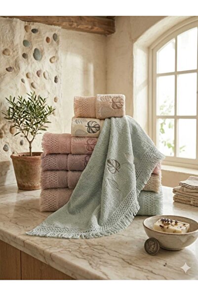 Durul Arguvan Mother and Daughter Towel Set 12 Pieces (6 Pieces 50*90 + 6 Pie...