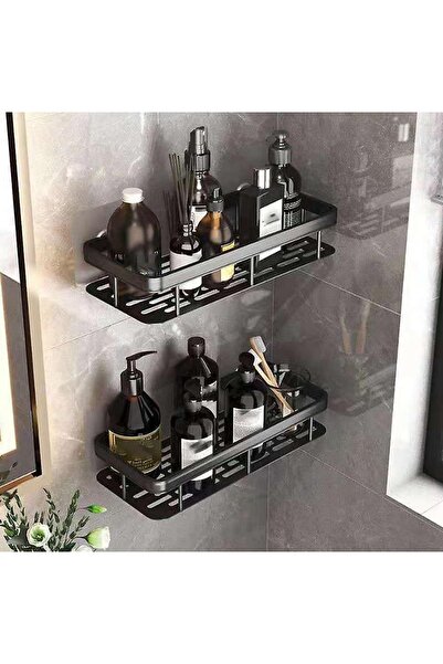 zola Set 2 rafturi de baie suspendabile, din aluminiu, 30x13 cm, negru