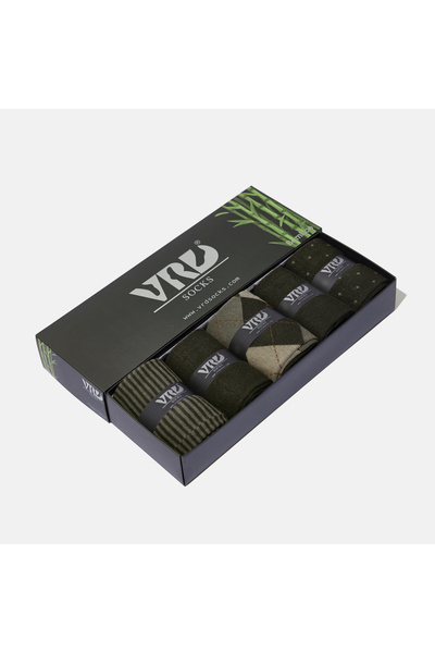 VARDAR SOCKS Stitch-Free Bamboo Socks Jacquard Green Patterned Colors Men's S...