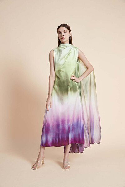 Yola فستان ماكسي بدون أكمام مصبوغ بتقنية التاي داي