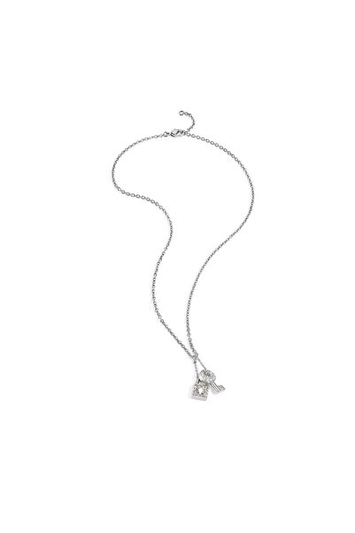 MORELLATO ABBRACCIO necklace, silver stainless steel, white crystals, chain l...