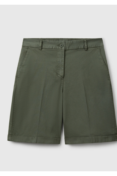 United Colors of Benetton Women's Khaki Cotton Blend Buttoned Front Regular F...