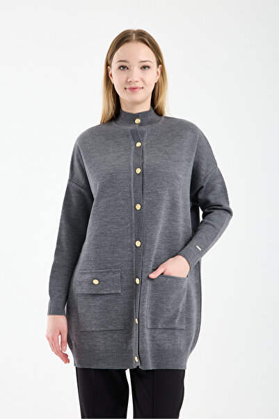 Invee Γαλλική Μάλλινη Ζακέτα ΓΚΡΙ