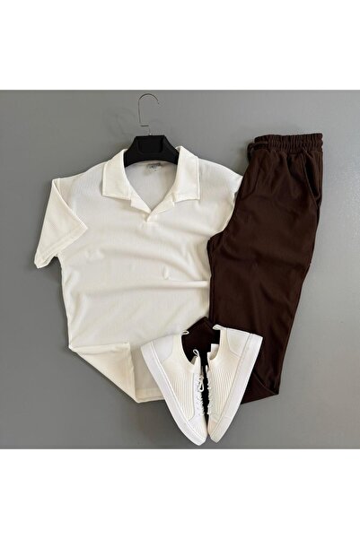 WENMİNG Мъжки рибени панталони от османска тъкан с поло яка, летни горнища и ...