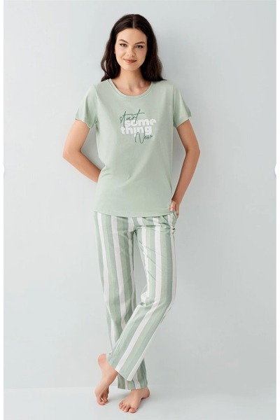 Latelier Midumi Arnetta, Women'S, Green, Striped , Crew Neck, Short Sleeve, T...