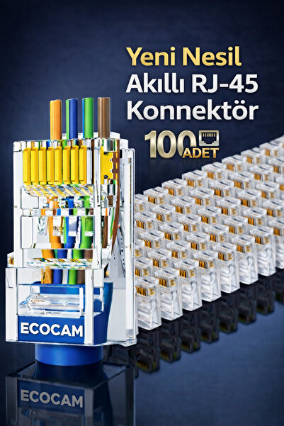 Ecocam 100 قطعة من الجيل الجديد من موصلات كابل الإنترنت إيثرنت Rj45 Cat5 Cat6...