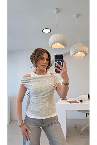 Şulenin Butiği OMZU DRAPELİ ATLET DETAYLI BLUZ