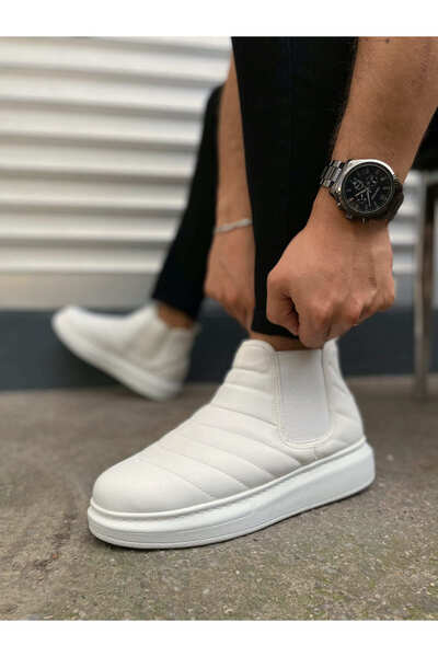 pabucmarketi White Elastic Men's Sneakers Boots