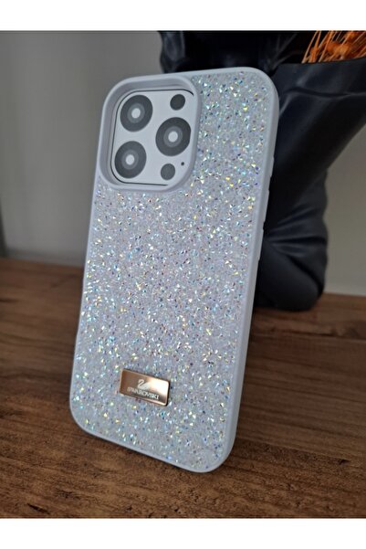EPRO iPhone 16 Pro Max Uyumlu Simli Taşlı Işıltılı Kamera Koruma Çıkıntılı İç...