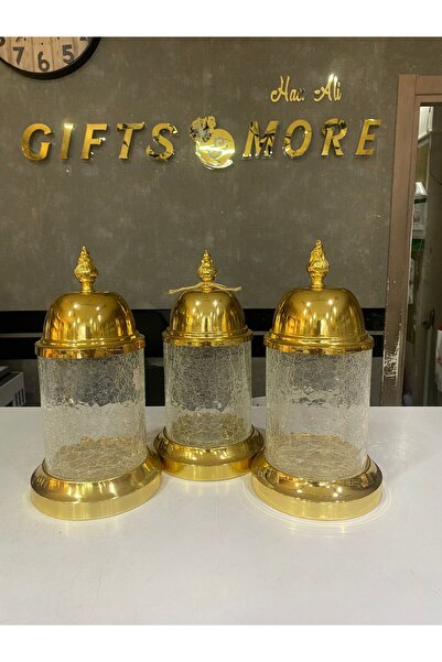 HERA طقم من 3 علب سليمانيه كبيرة الحجم بغطاء ذهبي