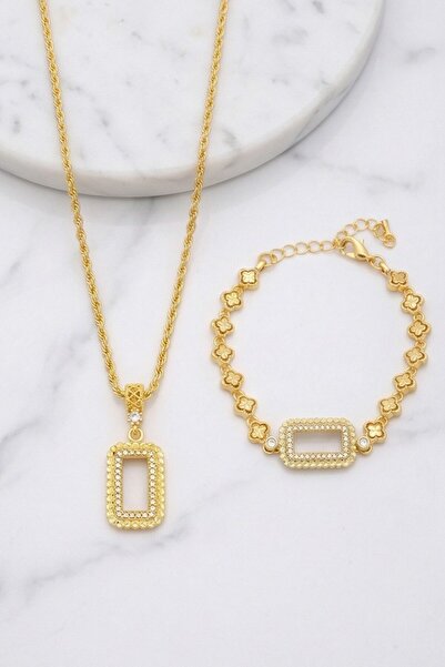 FerizZ Altın Kaplama Gram Çerçeve Kolye Ucu Ve Gram Çerçeve Çiçekli Bileklik ...