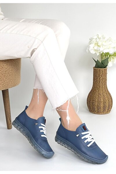 STUMBANNG Kitta Blue Leather Lace-Up Sneakers