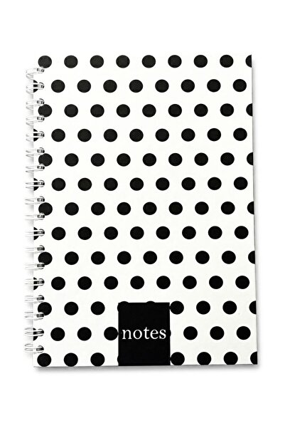 Lizy Black and White Spiral Notebook - Striped 120 Sheets - 17X24Cm