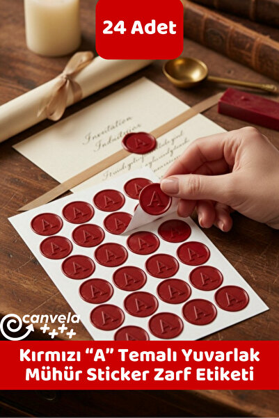 İstisna "A" Harfi Temalı Kırmızı Renk Yuvarlak Mühür Sticker Ürün Ambalaj Pak...