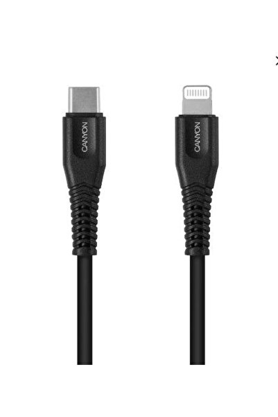 CANYON Cablu de date MFI-4, USB Type C - Lightning, 1.2m, 18W (Negru)