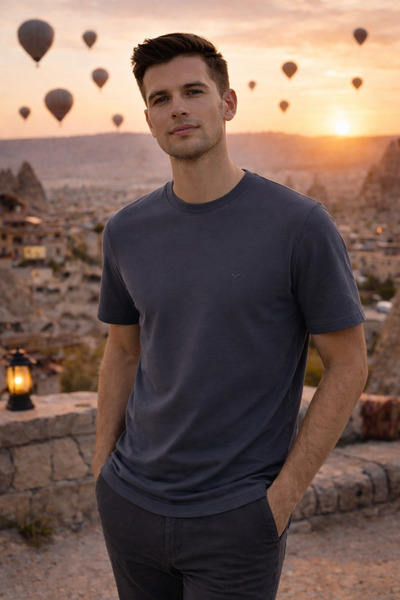 Maccali Muška majica trenda okrugla kragna Osnovni sa efektom dima