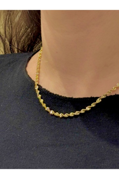 Veralys Atelier GOLD RENK SARMAL BURGU ZİNCİR 14K ALTIN ÇELİK KOLYE