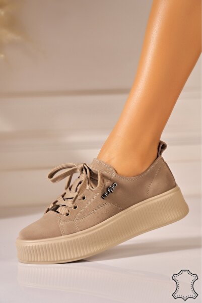 Joana Glenda Khaki Faux Suede Sneakers