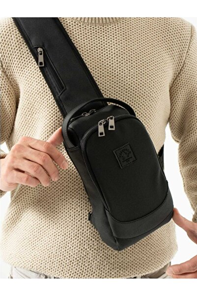 mercan bags Unisex Suni Deri Ve Kanvas Kumaş Çapraz Göğüs Ve Omuz Çantası Bod...