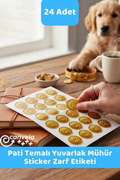 İstisna Pati Temalı Gold Renk Yuvarlak Mühür Sticker Ürün Ambalaj Paket Düğün...