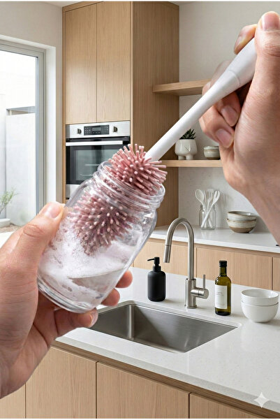 CPAZH Co. Biberon ve Şişe Temizleme Fırçası Silikon Süt Şişe Bardak Termos Sü...