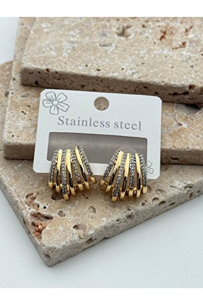 Redhead Xuping Zirkon Taşlı Çoklu Tasarım Gold Çelik Küpe