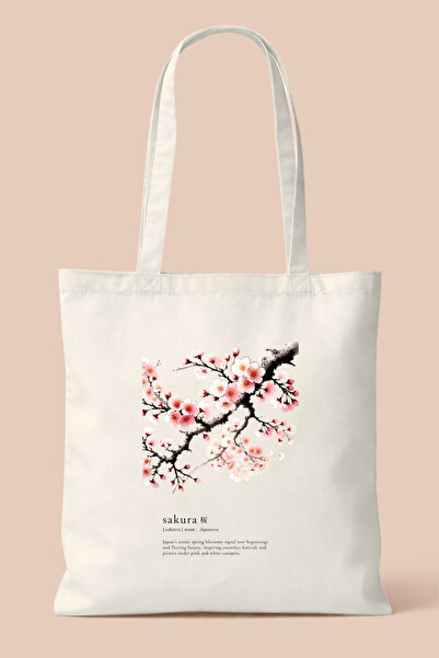 Hayali Şeyler Sakura Art Printed Bag