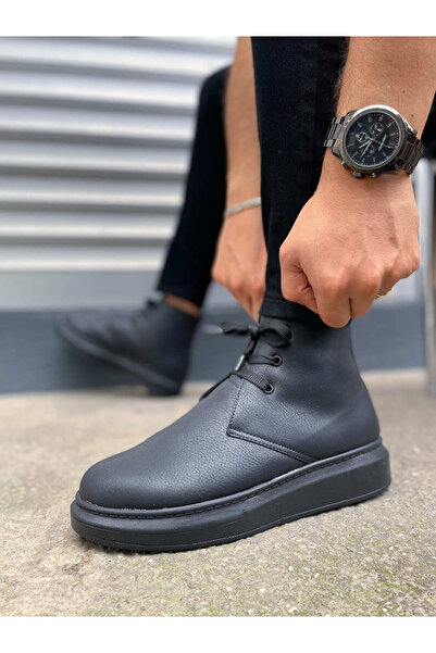 pabucmarketi Black (Black Sole) Lace-Up Men's Sneakers Boots