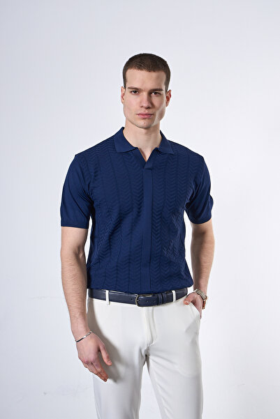 Mesfeno Κανονική εφαρμογή Με σχέδιο Πλεκτό μπλουζάκι πόλο