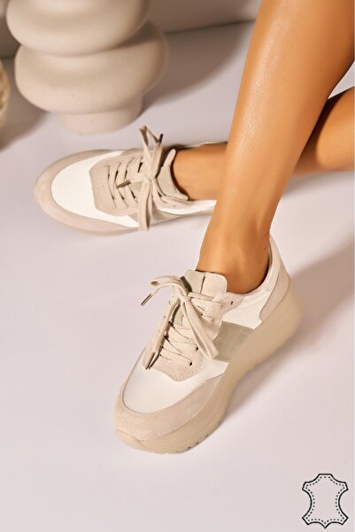 Joana Αθλητικό παπούτσι Fyrra από λευκό Γνήσιο Δέρμα με σόλα 4 εκ.