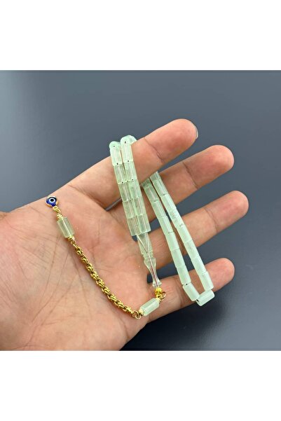 SUAT YEŞİLYURT Kesme Model Mint Yeşili Hareli 925 Ayar Gümüş Püsküllü Alman B...