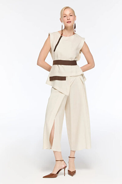 LAMANTE MARSİLYA KEMERLİ TAŞ KETEN BLUZ