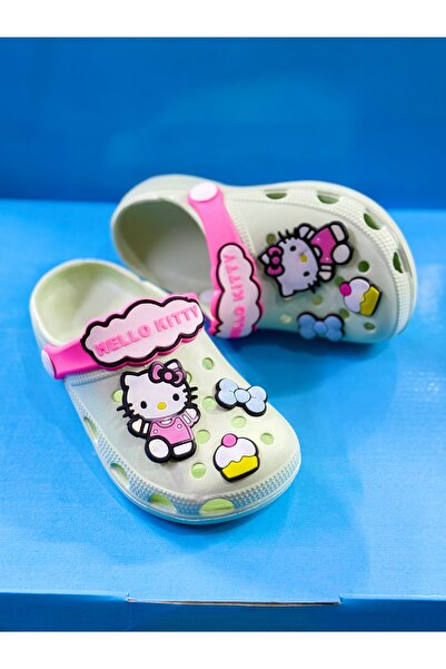 ÇOCUKÇA MODA Kız Çocuk Kaymaz Tabanlı Hello Kitty figürlü Terlik Havuz Plaj S...