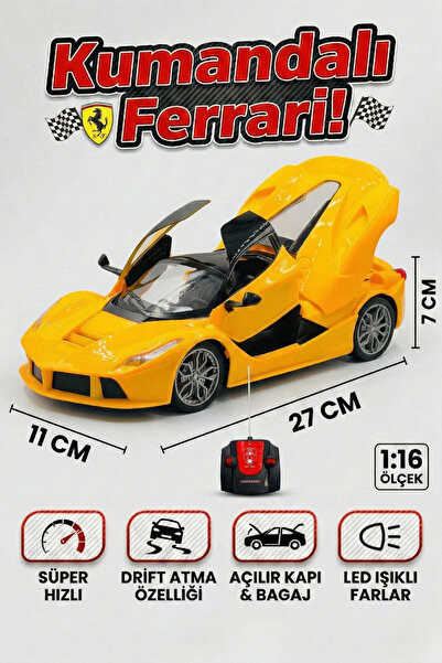 craftivio Uzaktan Kumandalı Işıklı Spor Araba - 1:16 Büyük Boy Açılır Kapı ve...