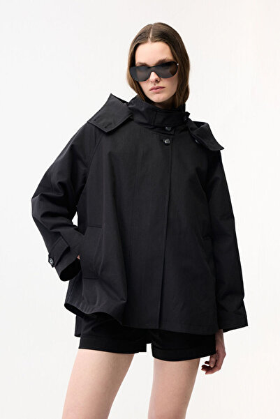 adL Kapüşonlu Kısa Trençkot