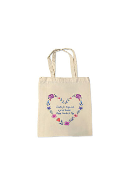 Printoot Teacher Appreciation Tote Bag Featuring Artistic Floral Heart Wreath...