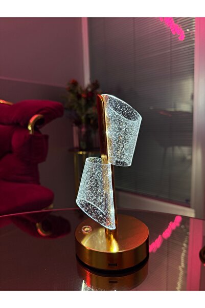 KKG ELEKTRİK Galaxy Masa Lambası Gold Renk Kablosuz Ledli 3renk Dokunmatik Şa...