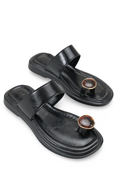 Riccon Women's Flip Flops Slipper 0012286 Black Rustic