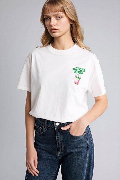 DeFacto Υπερμεγέθη μπλουζάκι με λαιμόκοψη με τύπωμα και κοντό μανίκι G2509AX26SP