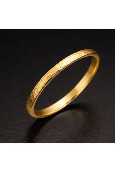 MirariTakıAtölyesi 925 Ayar 2 mm Altın Kaplama Dövme (Hammered) Gümüş Yüzük –...
