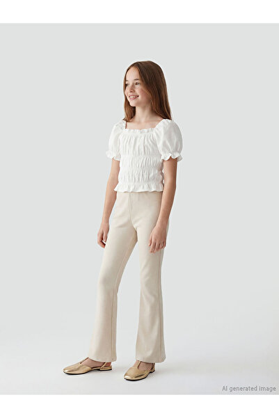 LC Waikiki Rmz Gi̇yi̇m Farkiyla Spanish Leg Girls' Leggings with Waist Cord