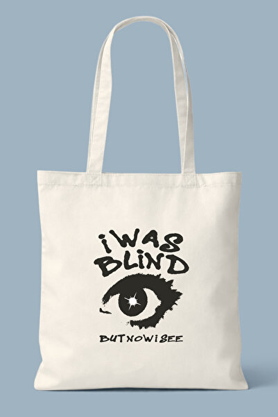 Hayali Şeyler I Was Blind but Now I See Printed Bez Bag